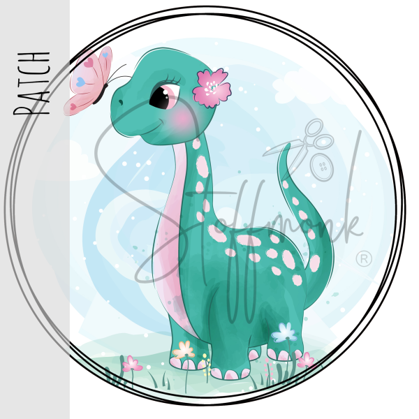 Patch / Aufnäher  - Dino + Schmetterling